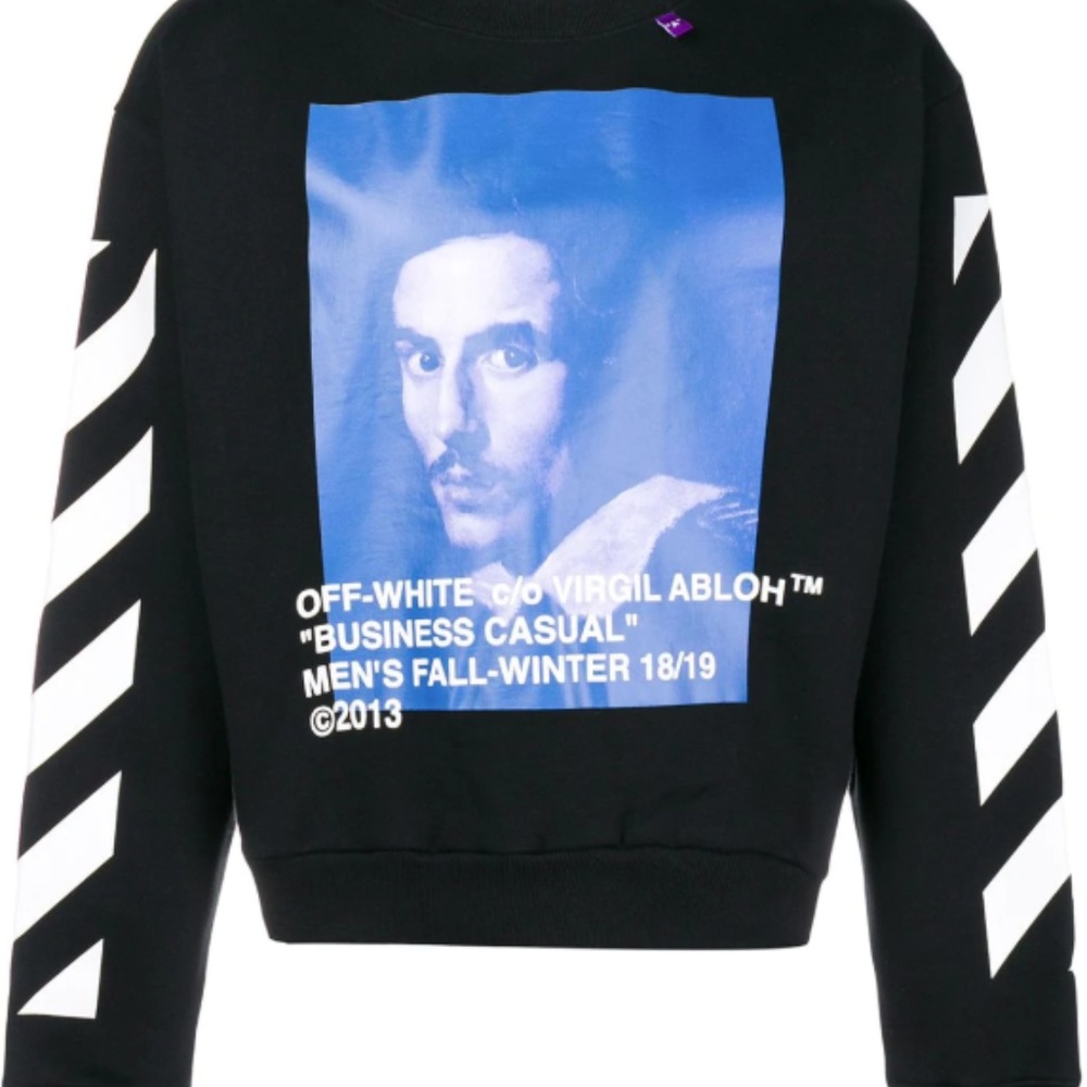 OFF WHITE Bernini Cropped Sweatshirt Stripe Sleeve